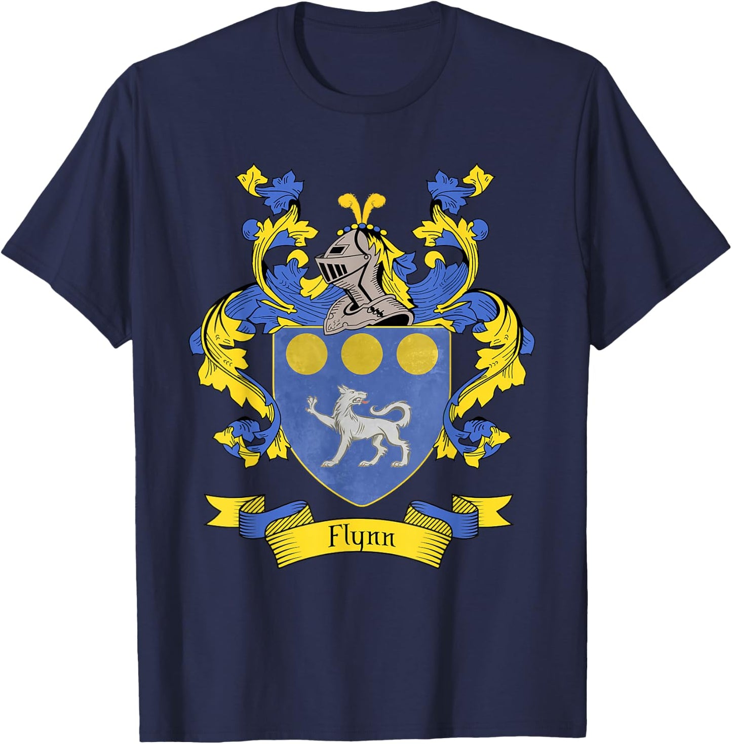 Flynn Coat of Arms | Flynn Surname Family Crest T-Shirt - T-Shirt | Navy