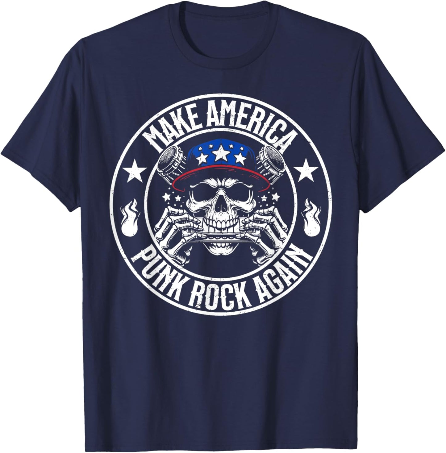 Make America Punk Rock Again Vintage Seal Funny Apparel T-Shirt - T-Shirt | Navy
