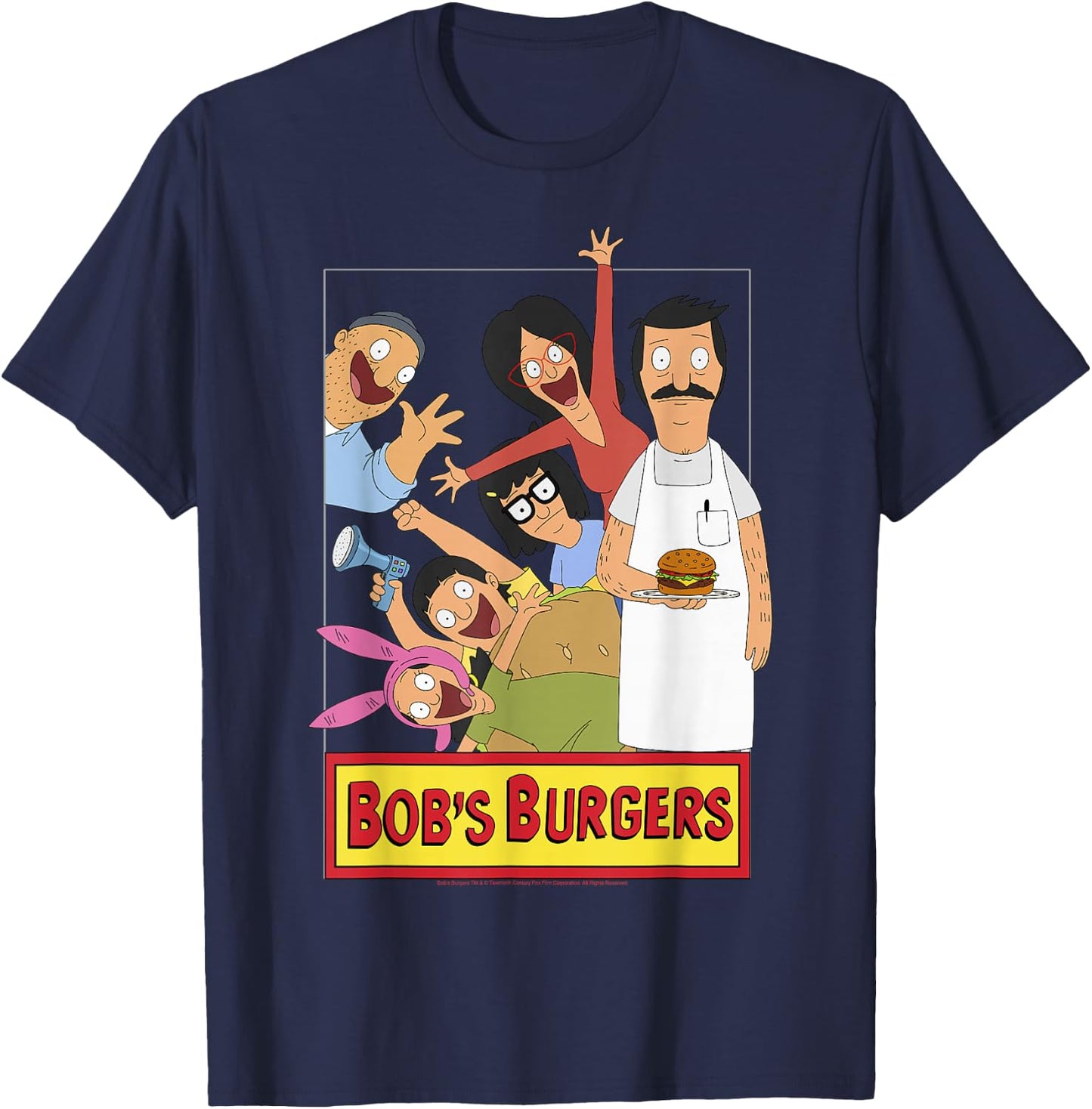 Bob's Burgers Family Shot & Teddy Logo T-Shirt - T-Shirt | Navy