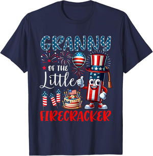 Granny Of The Little Firecracker 4th Of July Birthday Party T-Shirt - T-Shirt | Navy