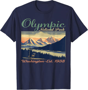 Olympic National Park Washington Hiking Camping T-Shirt - T-Shirt | Navy