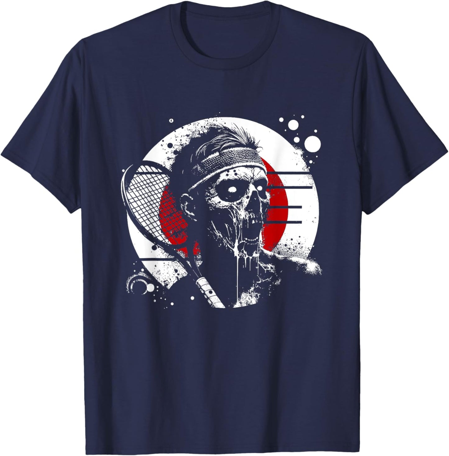 Male Zombie Tennis Player - Creepy Tennis Halloween Lover T-Shirt - T-Shirt | Navy
