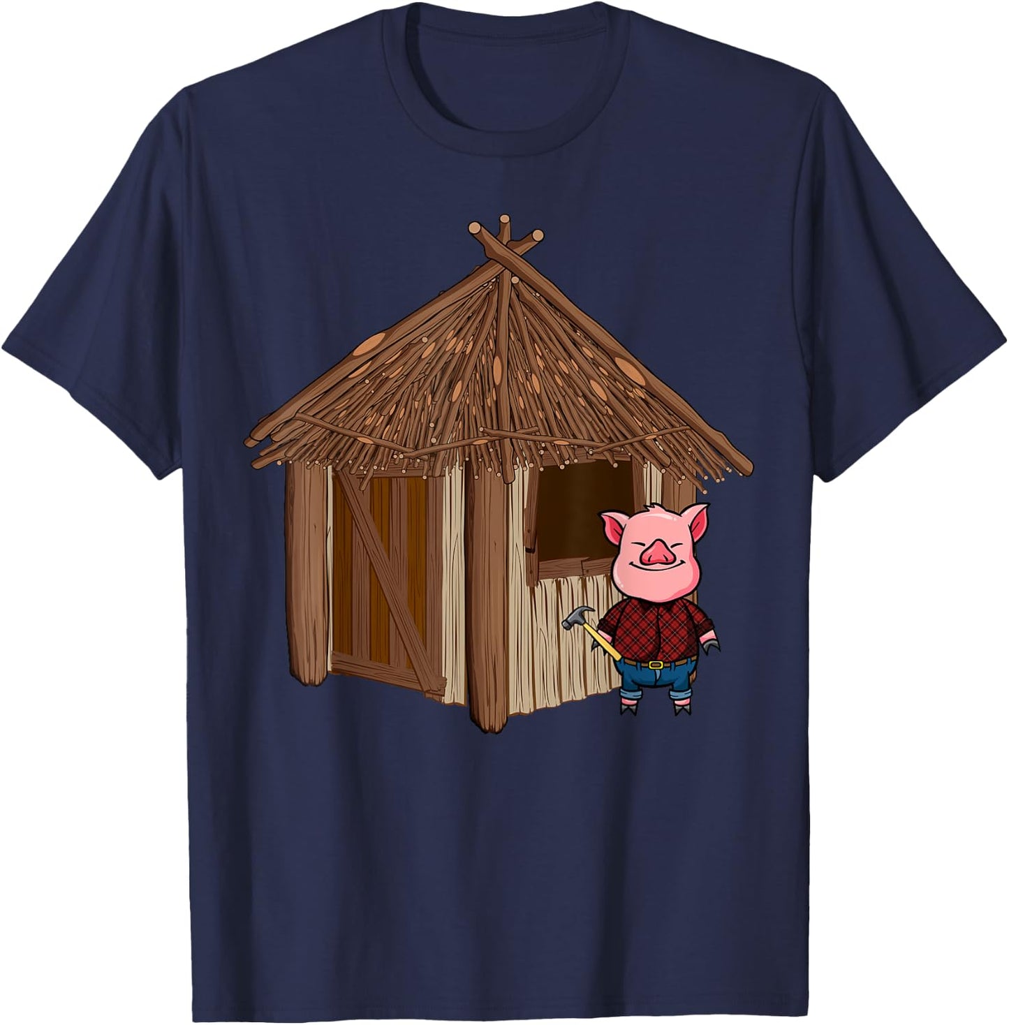 Three Pigs Lazy Halloween Costume - Stick House T-Shirt - T-Shirt | Navy