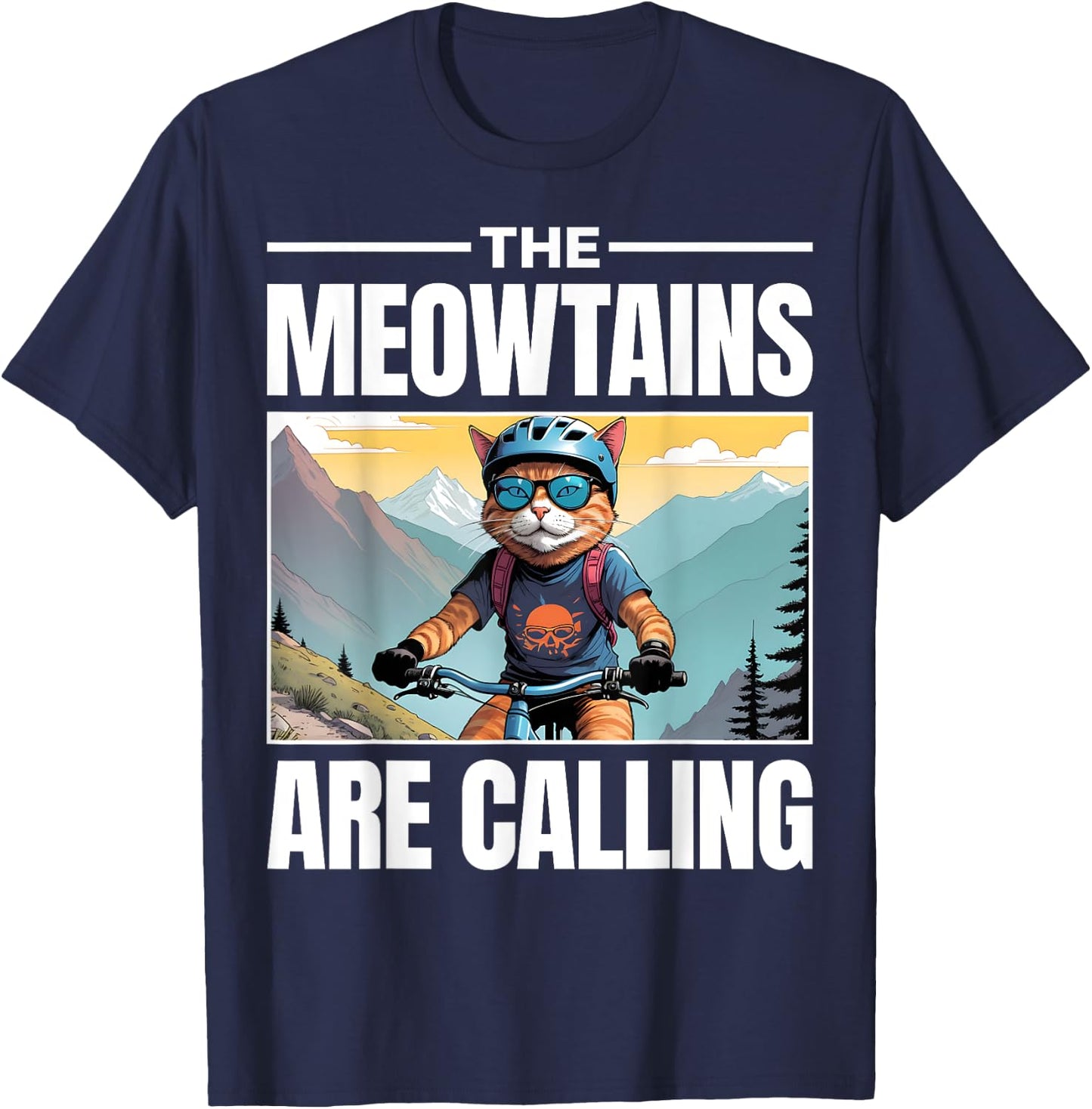 Funny MTB Cat Mountain Bike Biker T-Shirt - T-Shirt | Navy