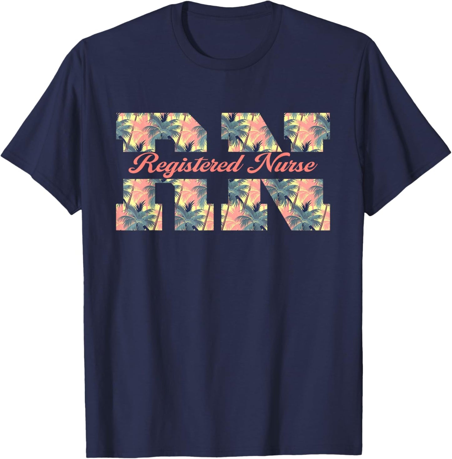 Funny Rn Aloha Nurse Tropical Flowers Summer Hawaii Rn Beach Men Women T-Shirt - T-Shirt | Navy