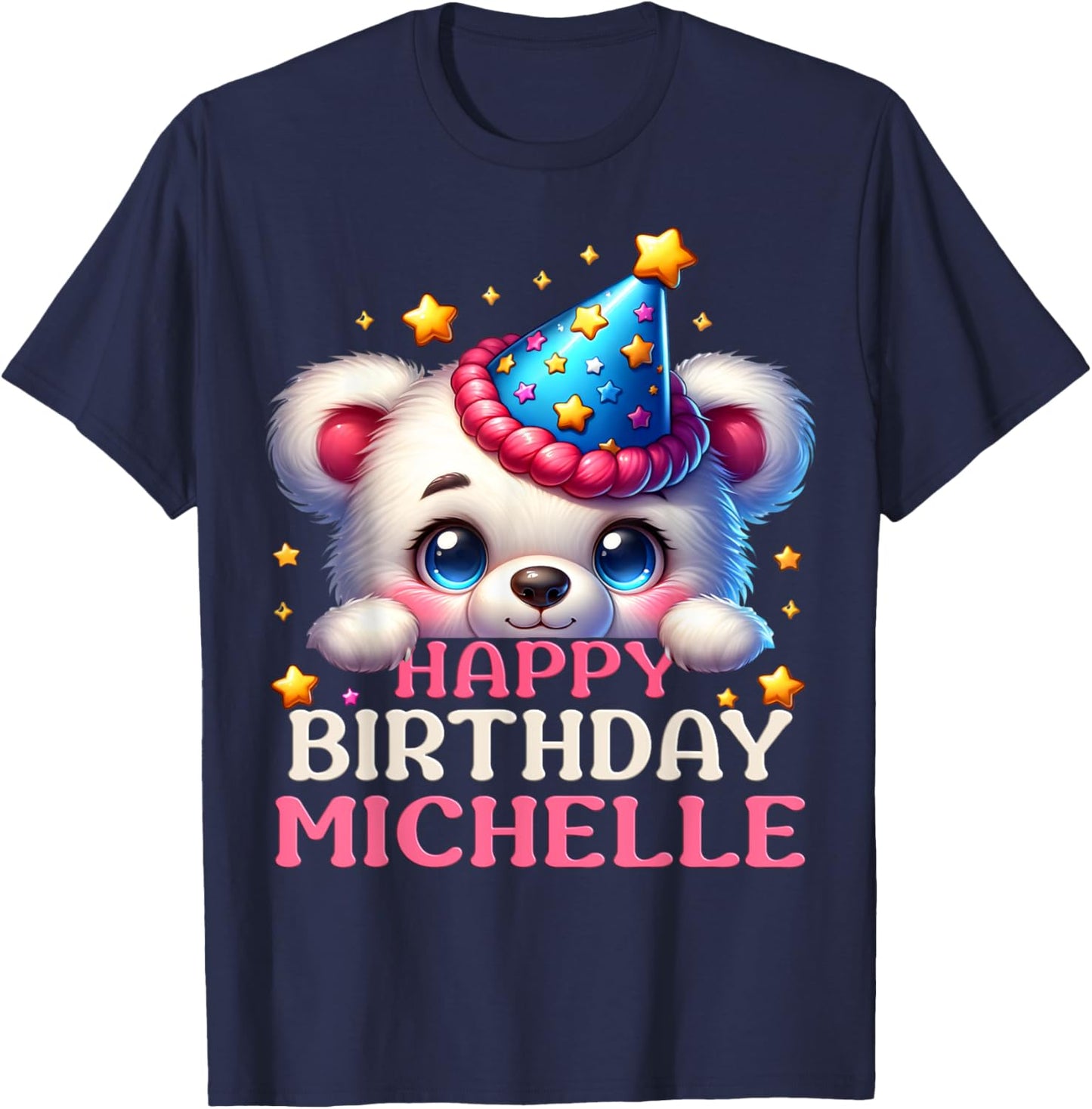 Celebrating Michelle's Birthday Party with a cute Teddy T-Shirt - T-Shirt | Navy