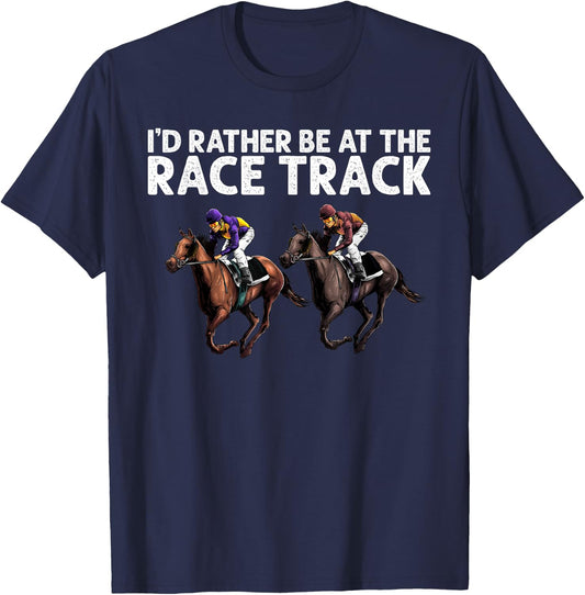 Funny Race Track Horse Racing Gift Men Women Cool Horse Race T-Shirt - T-Shirt | Navy