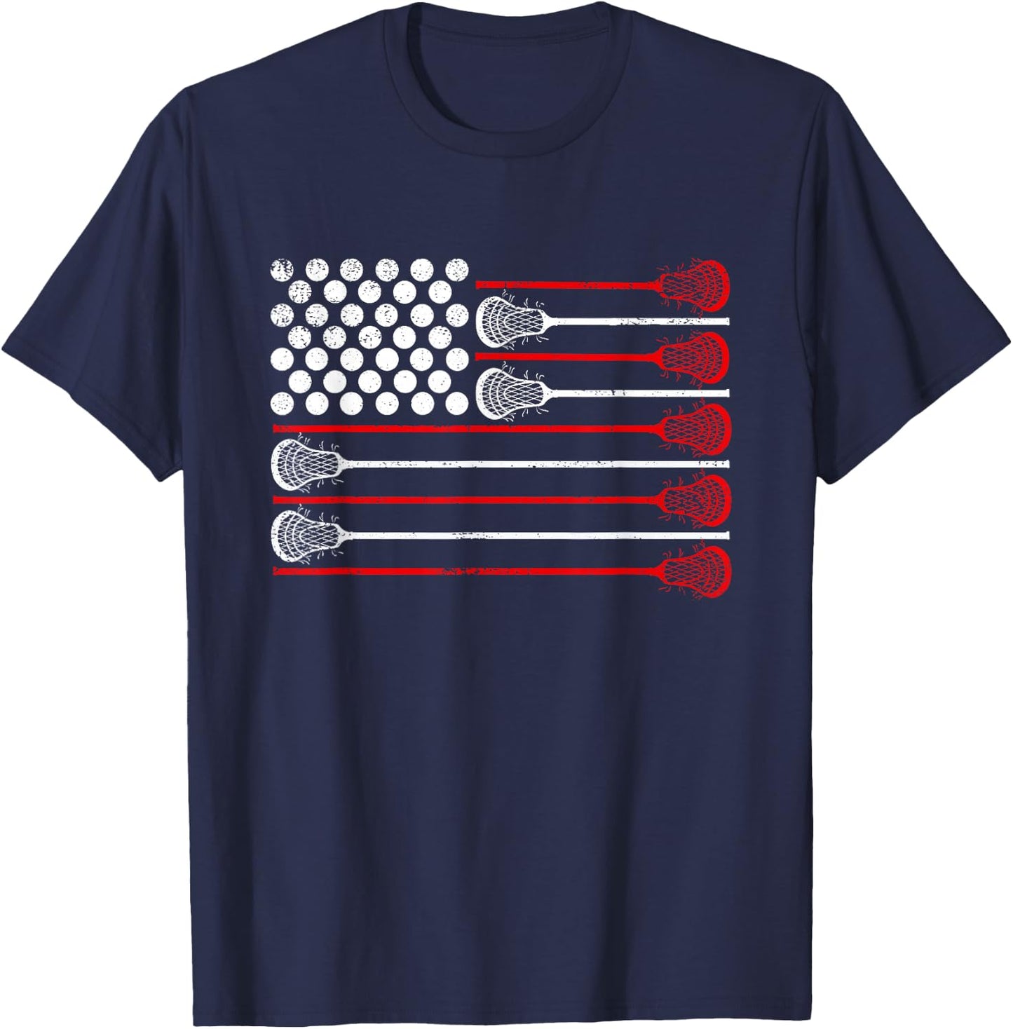 Lacrosse USA Flag Lax T-Shirt - T-Shirt | Navy