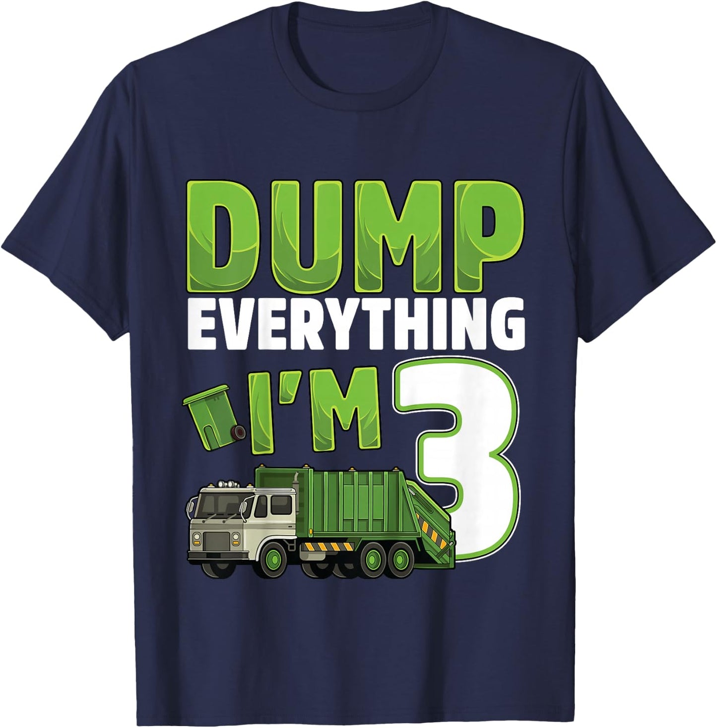 Kids Recycling Trash 3 Year Old Garbage Truck 3rd Birthday Boy T-Shirt - T-Shirt | Navy