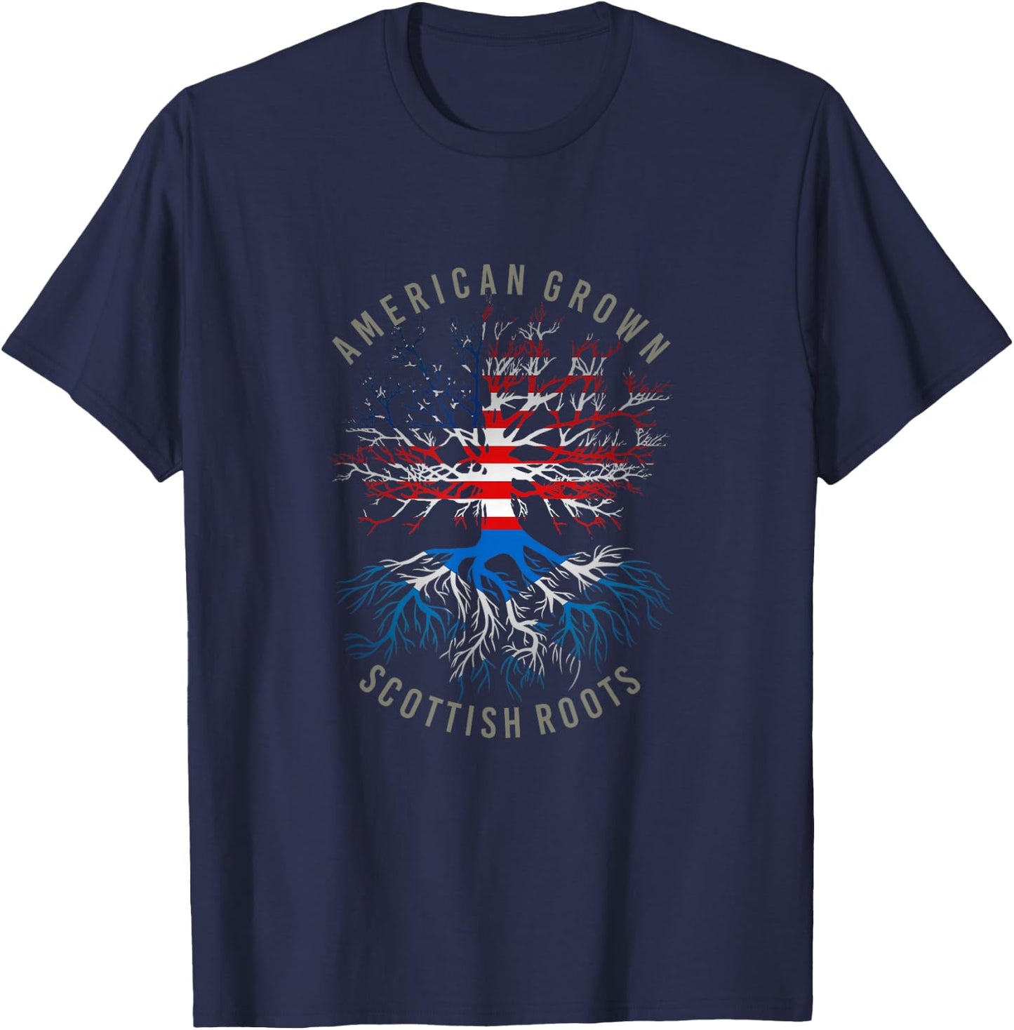 American Grown Scottish Roots USA Scotland Flag Heritage T-Shirt - T-Shirt | Navy