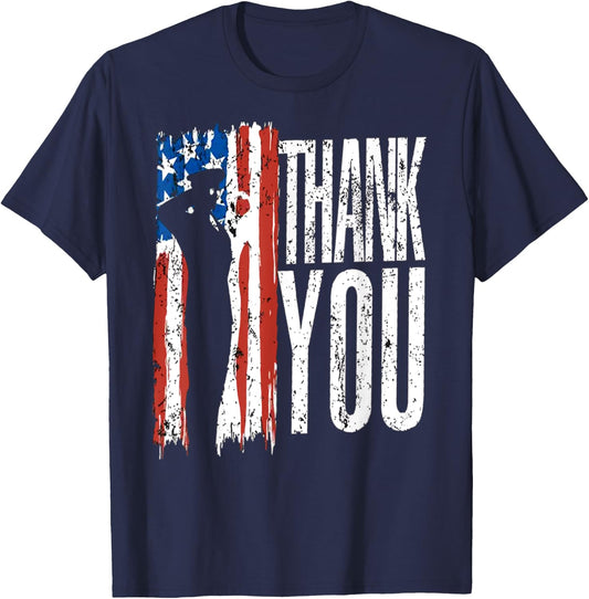 USA Flag Thank You Veterans Day 4th of July Patriotic T-Shirt - T-Shirt | Navy