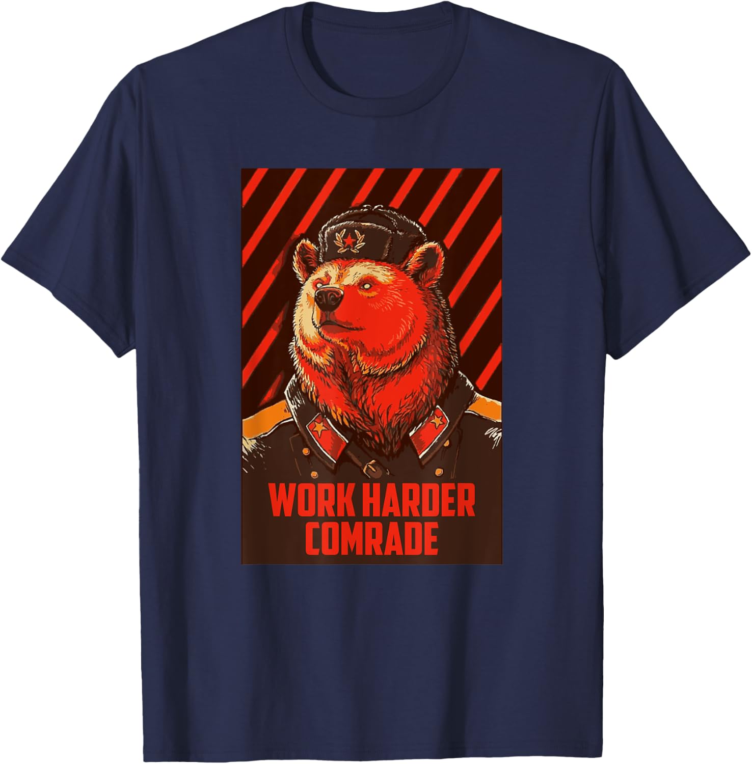 Bear Ushanka Funny Saying USSR Soviet Union T-Shirt - T-Shirt | Navy