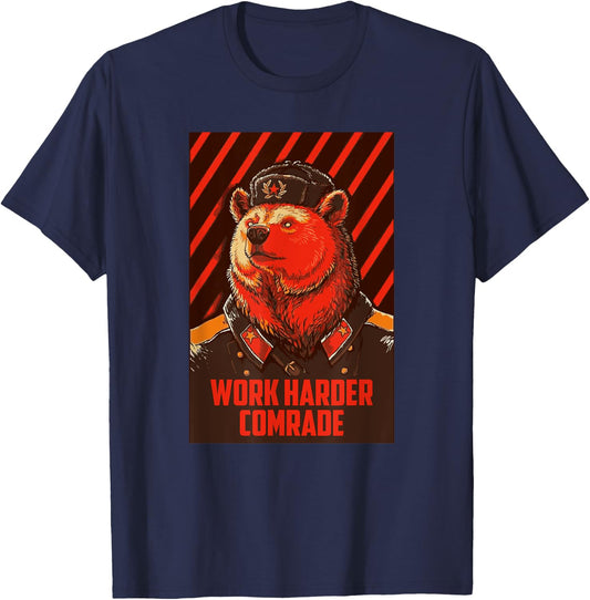 Bear Ushanka Funny Saying USSR Soviet Union T-Shirt - T-Shirt | Navy