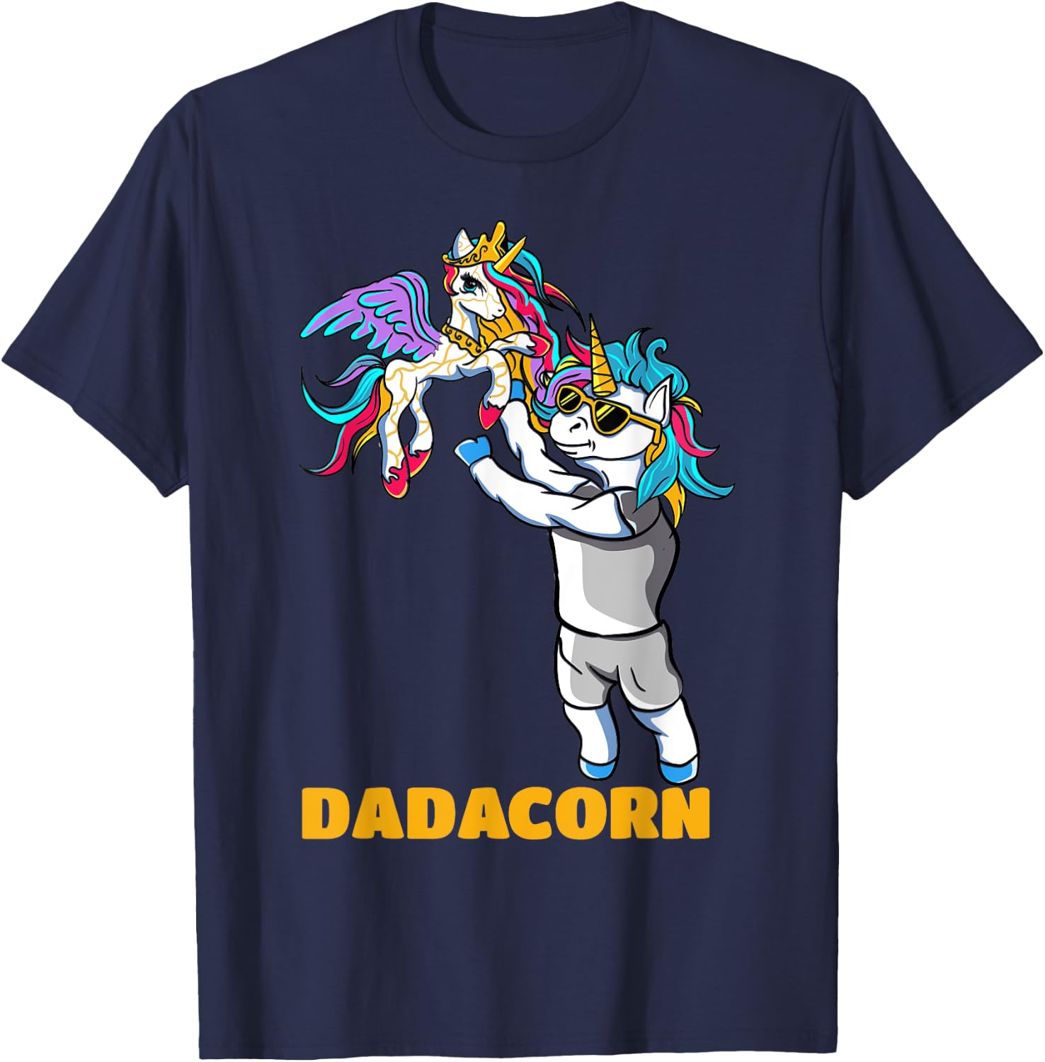 Dadacorn Unicorn Dad for a Family Daddy Fathers Day T-Shirt - T-Shirt | Navy