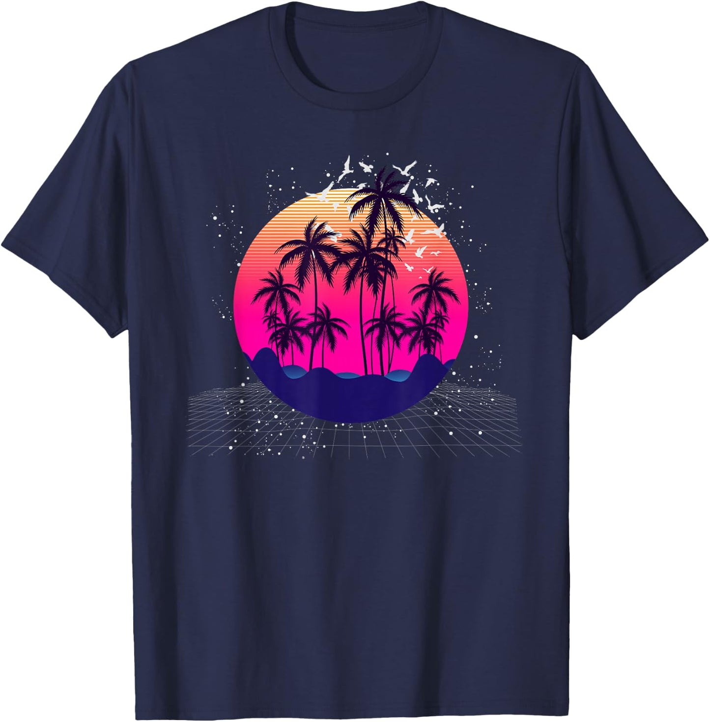 Vaporwave Aesthetic 80s Retro Art Tropical Vaporwave T-Shirt - T-Shirt | Navy