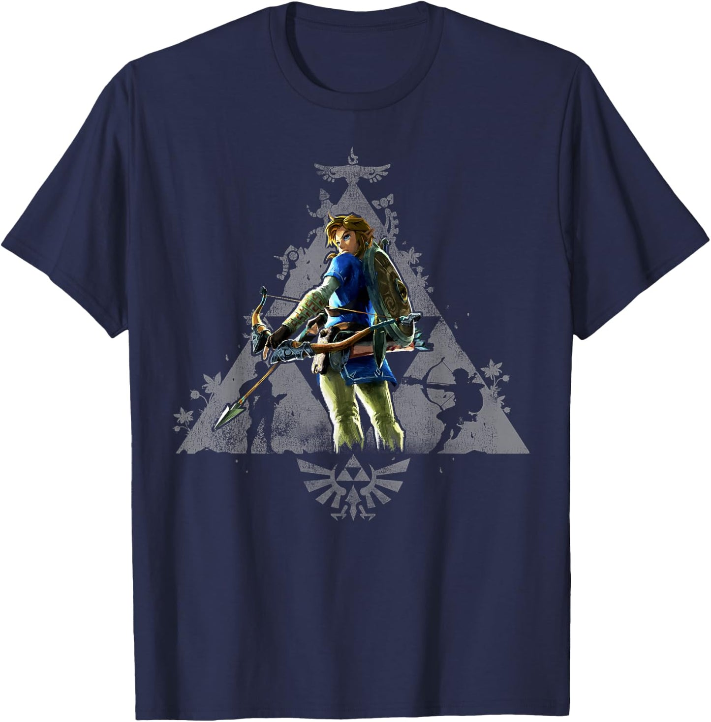 The Legend of Zelda Breath Of The Wild Link Triforce Hyrule T-Shirt - T-Shirt | Navy