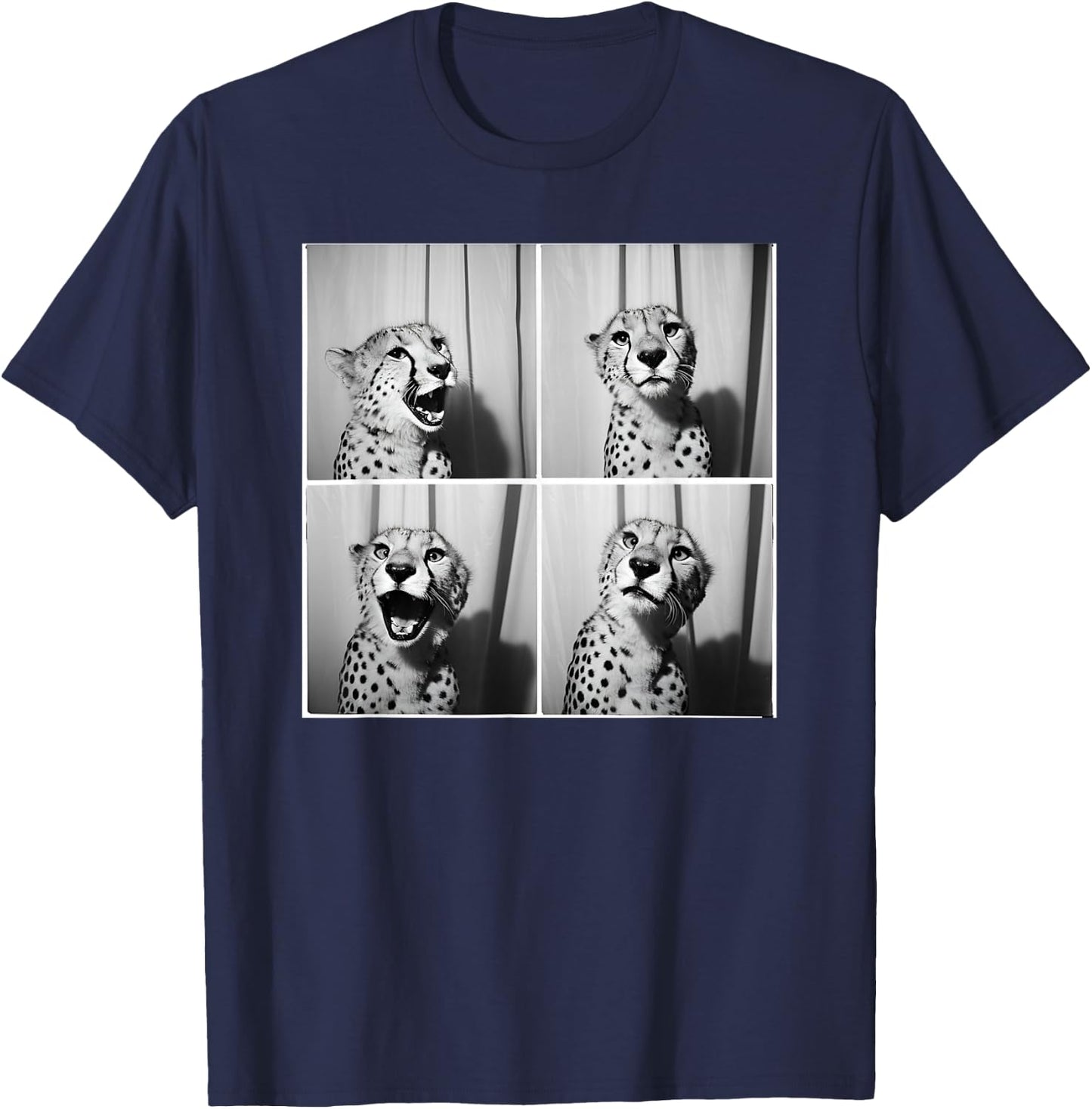 Cute Cheetah Photobooth Picture Quirky Funny Zoo Animal T-Shirt - T-Shirt | Navy