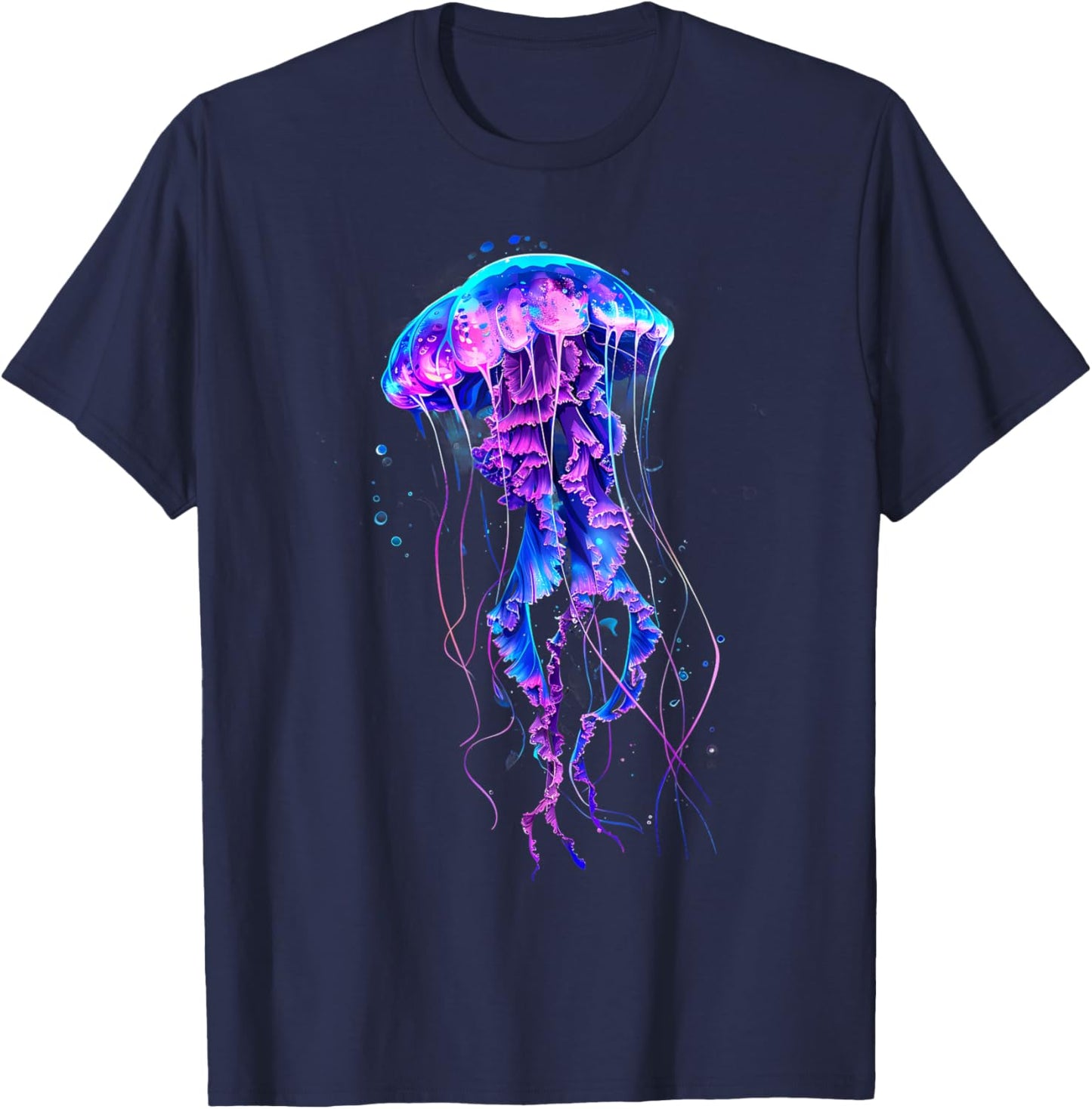 Jellyfish Motif Marine Mammal Artwork Sea Ocean Jellyfish T-Shirt - T-Shirt | Navy