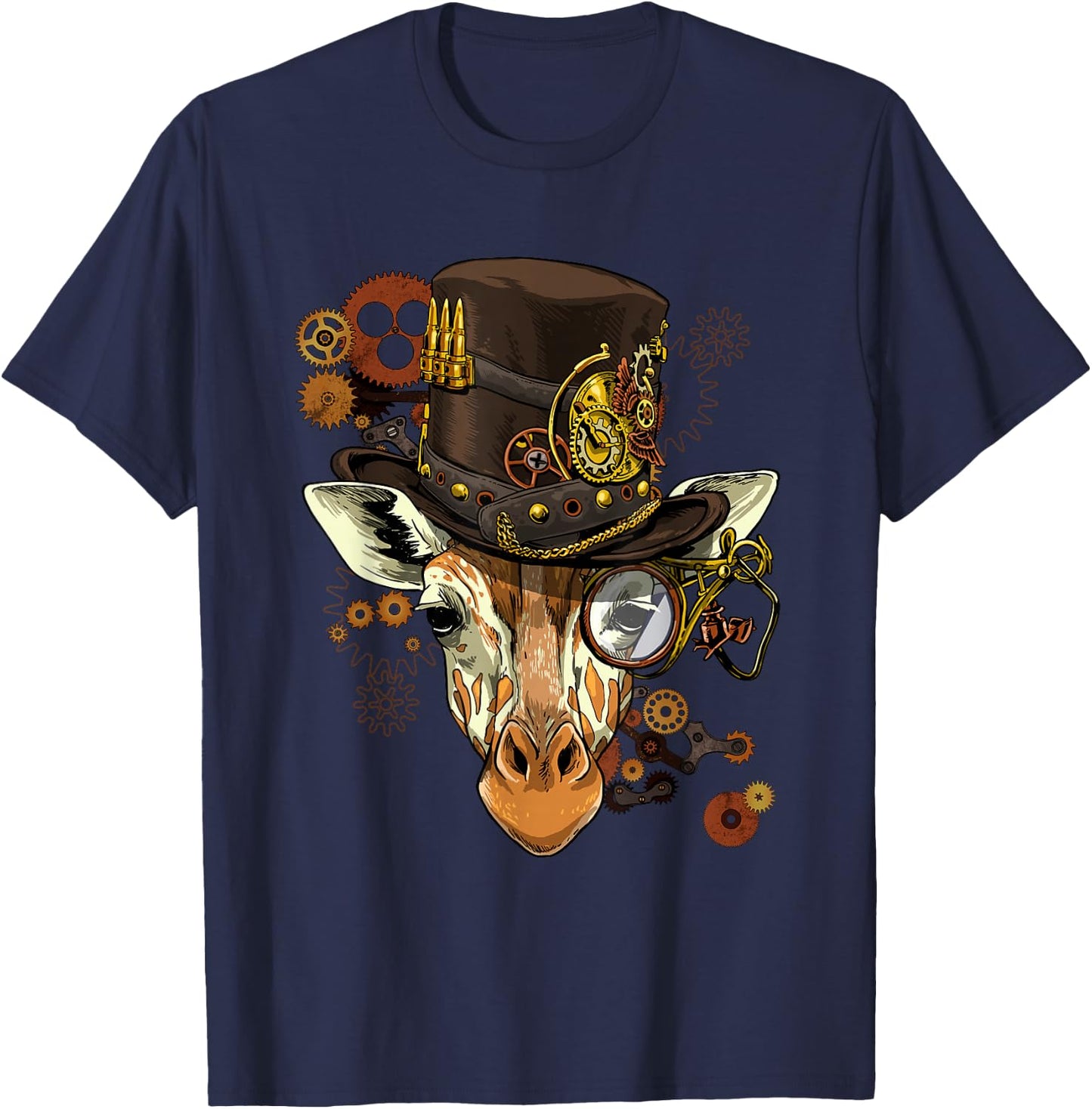 Steampunk Gear Giraffe Shirt Mechanical Animal Giraffe Lover T-Shirt - T-Shirt | Navy