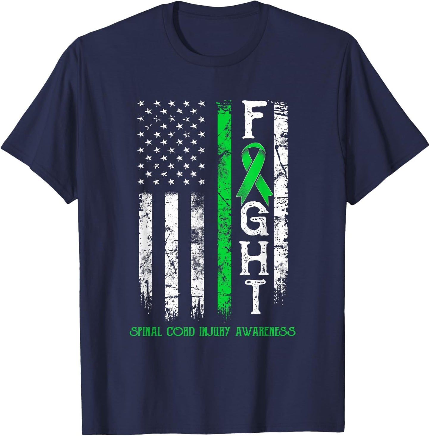 Spinal Cord Injury Warrior US Flag T-Shirt - T-Shirt | Navy