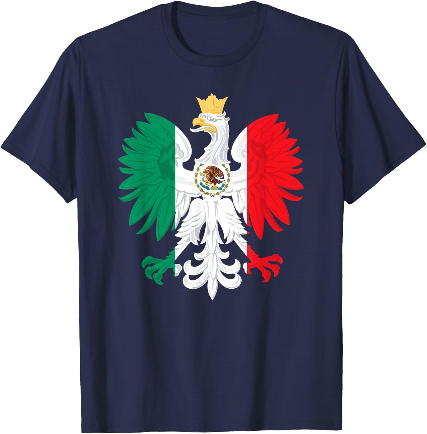 Mexican Polish Flag Eagle Mexico Poland Polska Heritage T-Shirt - T-Shirt | Navy