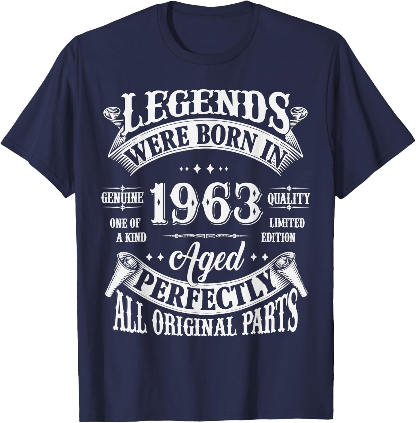 62nd Birthday 62 Years Old Vintage Legends Born In 1963 T-Shirt - T-Shirt | Navy