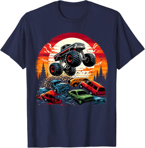 Monster Trucks Birthday Party Retro Monster Truck T-Shirt - T-Shirt | Navy