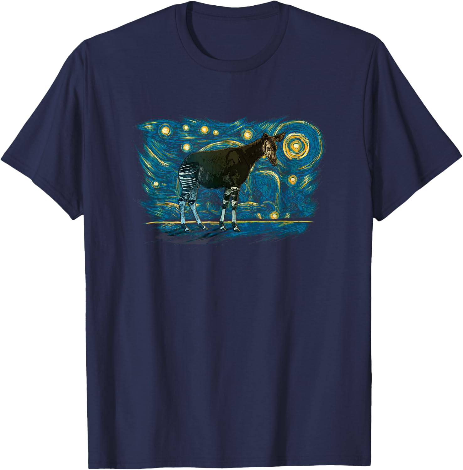 Retro Vintage Style Okapi T-Shirt - T-Shirt | Navy