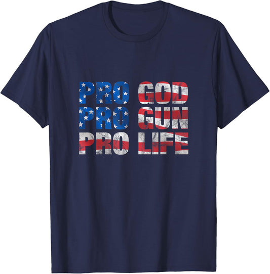Pro God Pro Gun Pro Life T-Shirt - T-Shirt | Navy