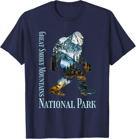 Great Smoky Mountains National Park Bigfoot Sasquatch T-Shirt - T-Shirt | Navy