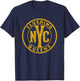 Flushing Queens NYC Circle Sign Distressed Amber Print T-Shirt - T-Shirt | Navy
