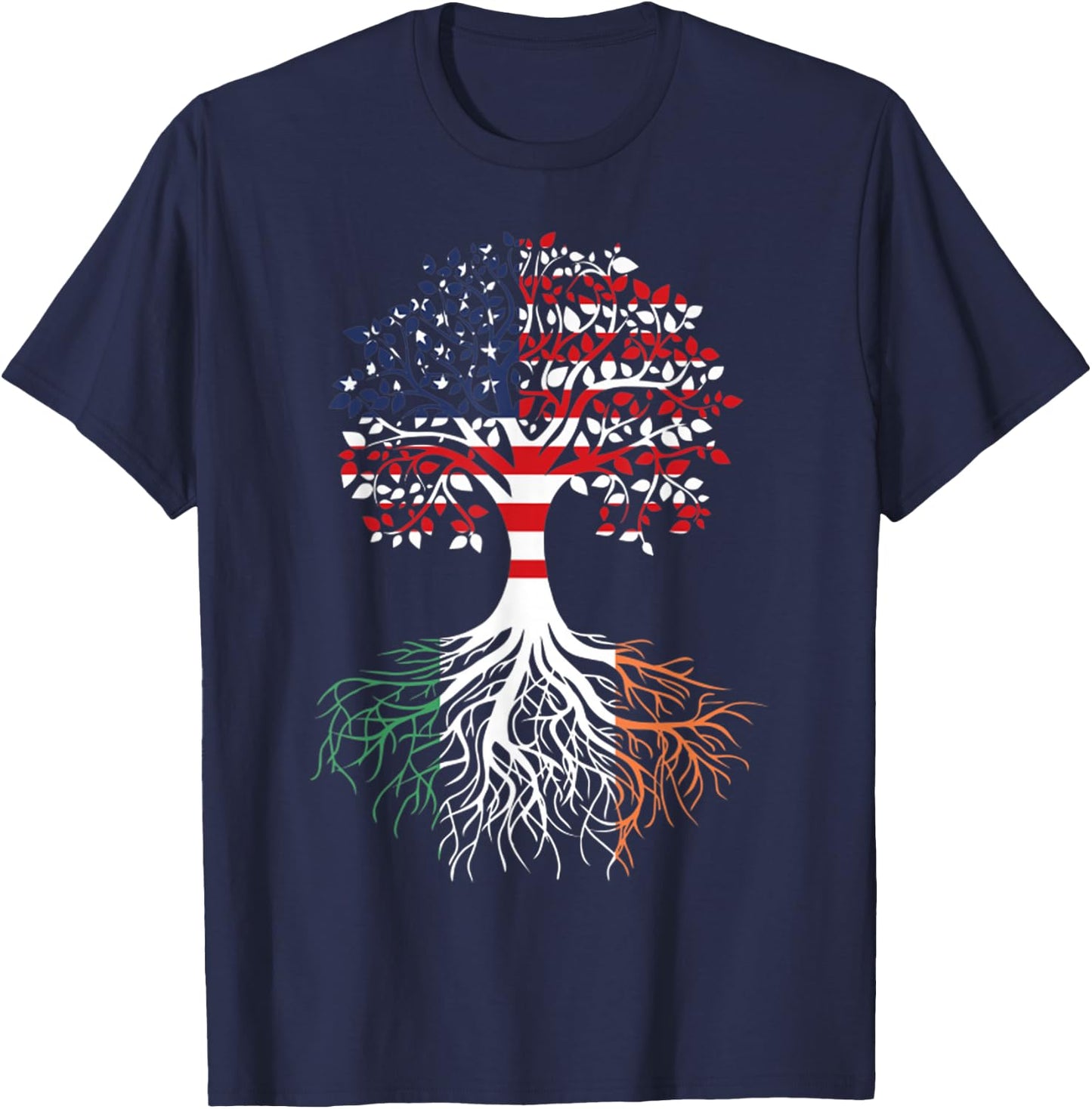 Irish Roots American Grown Tree Flag T-Shirt - T-Shirt | Navy