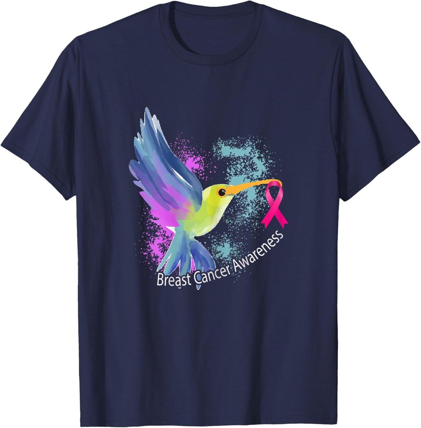 Pink Ribbon Bird Animal Gift Breast Cancer Awareness T-Shirt - T-Shirt | Navy