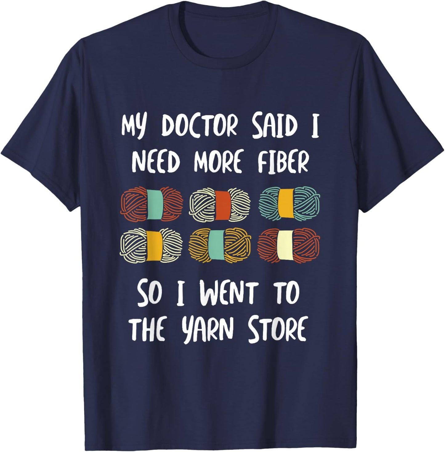 Funny Fiber Knitting Joke Yarn Crochet T-Shirt - T-Shirt | Navy