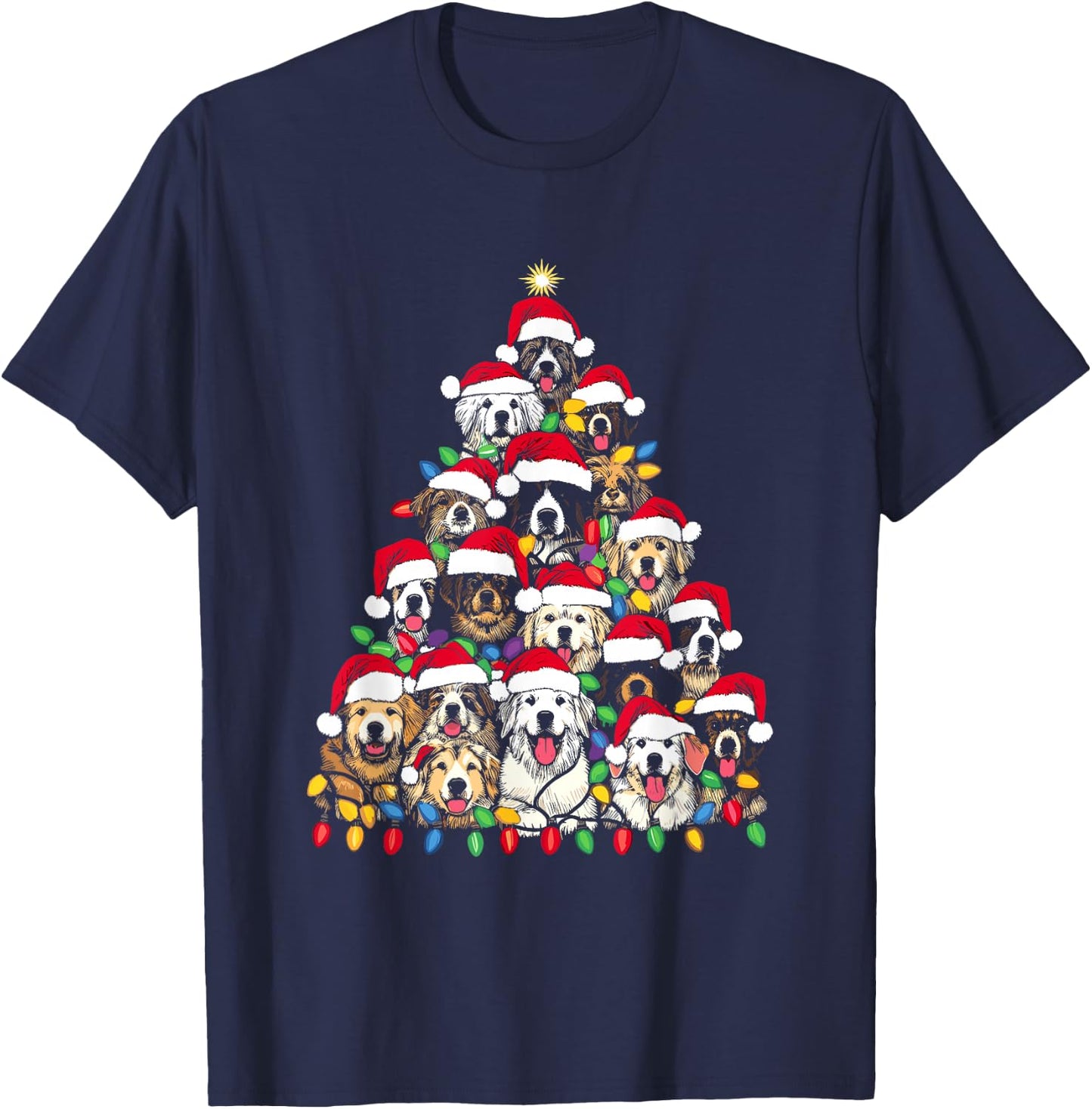 Christmas Tree Of Puppies - Funny Xmas Tree Dog Puppy Lover Men Women Kids T-Shirt - T-Shirt | Navy