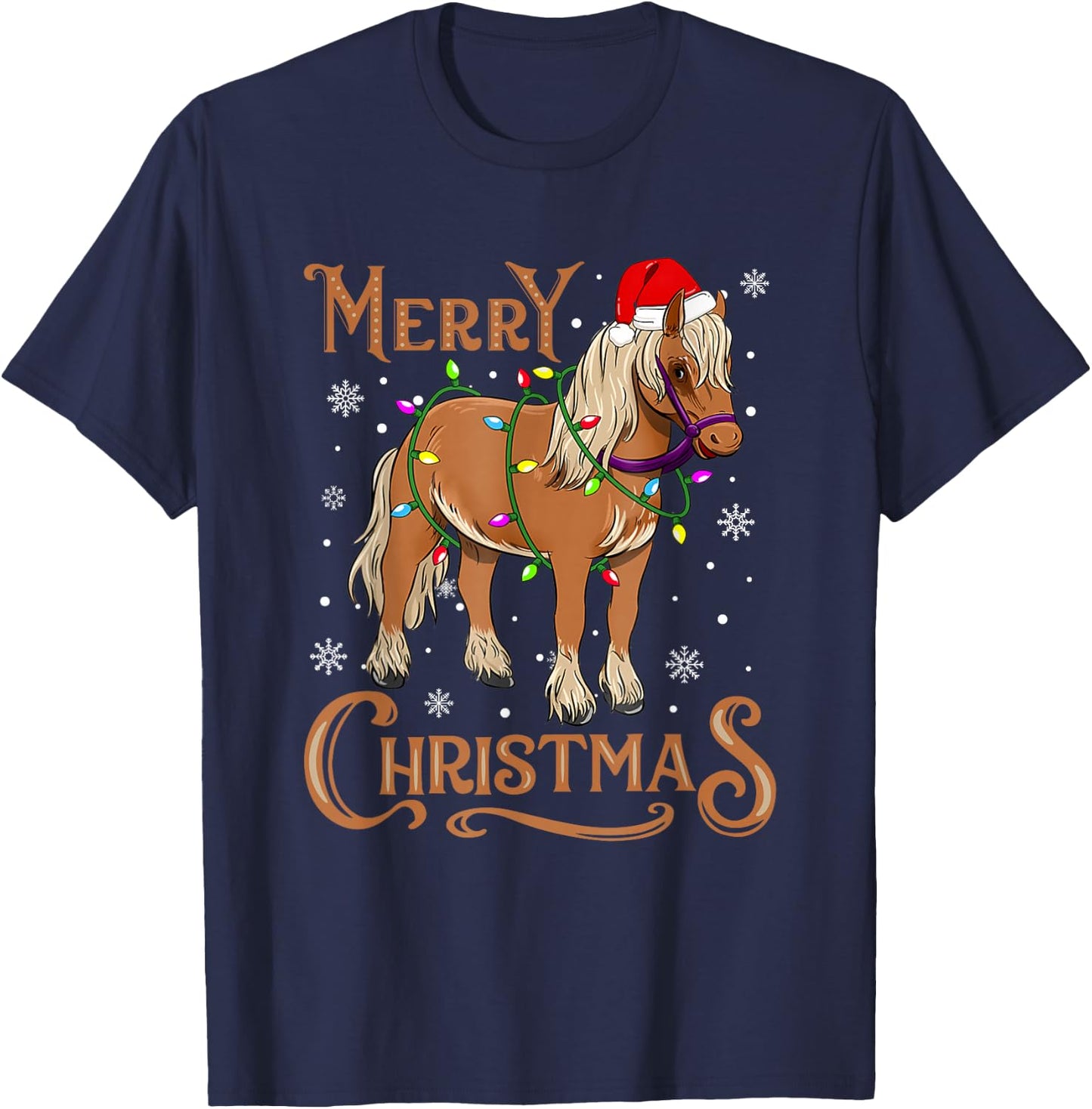 Christmas Gifts Boys Girls Men Women Christmas Pajamas Horse T-Shirt - T-Shirt | Navy
