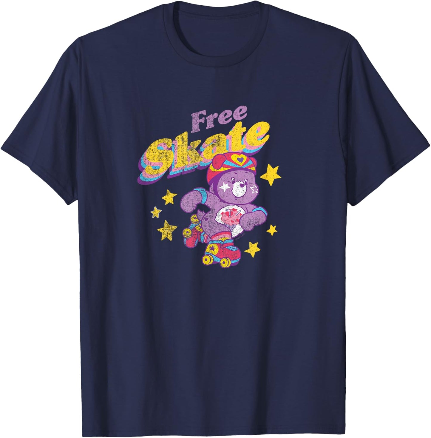 Care Bears Free Skate Roller Skating Retro Cartoon T-Shirt - T-Shirt | Navy