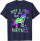 Just a Girl Who Loves wolves Tie Dye Cute wolf lover T-Shirt - T-Shirt | Navy