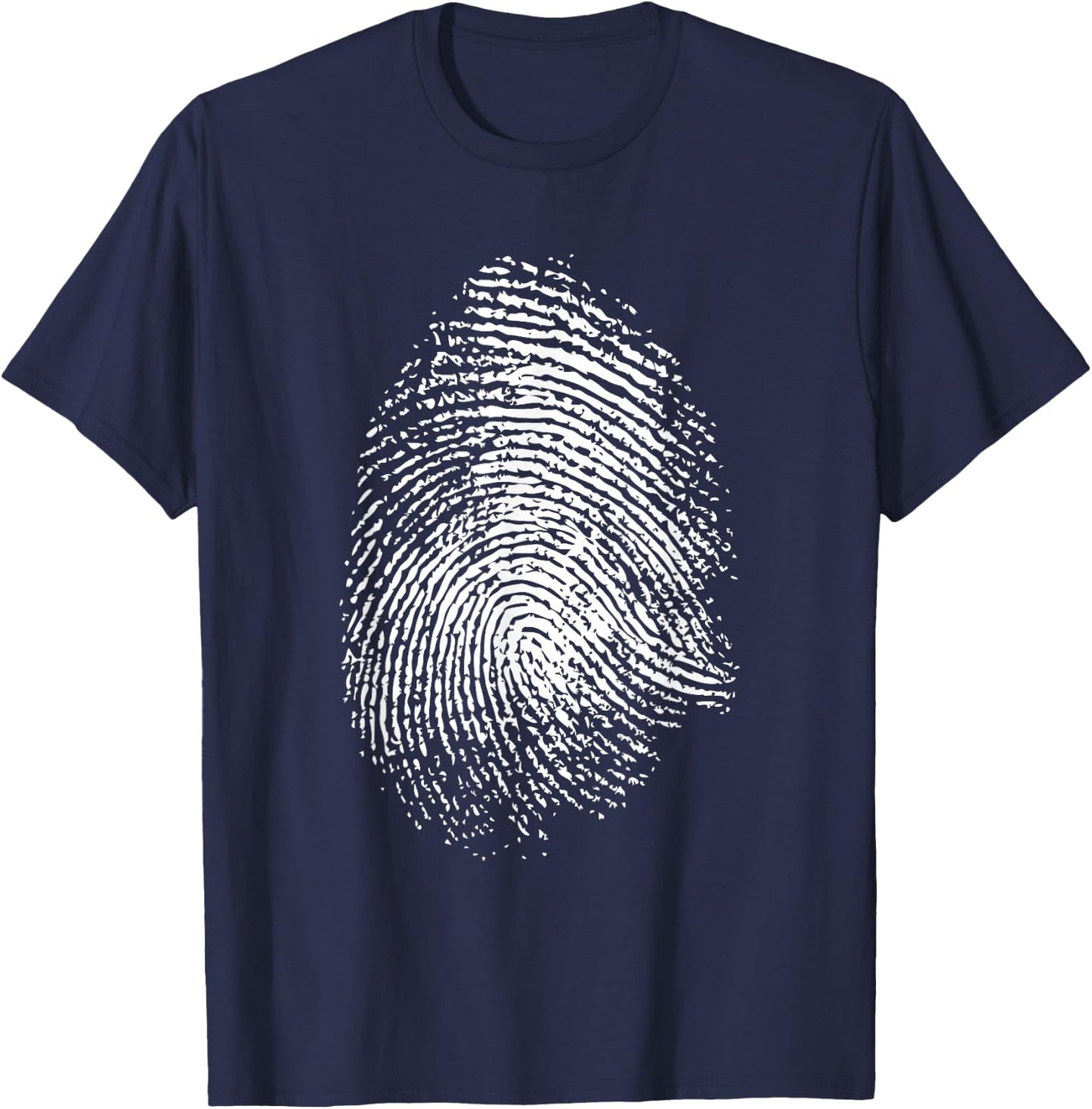 Large Fingerprint Police Crime Scene Analysis Fingerprint T-Shirt - T-Shirt | Navy