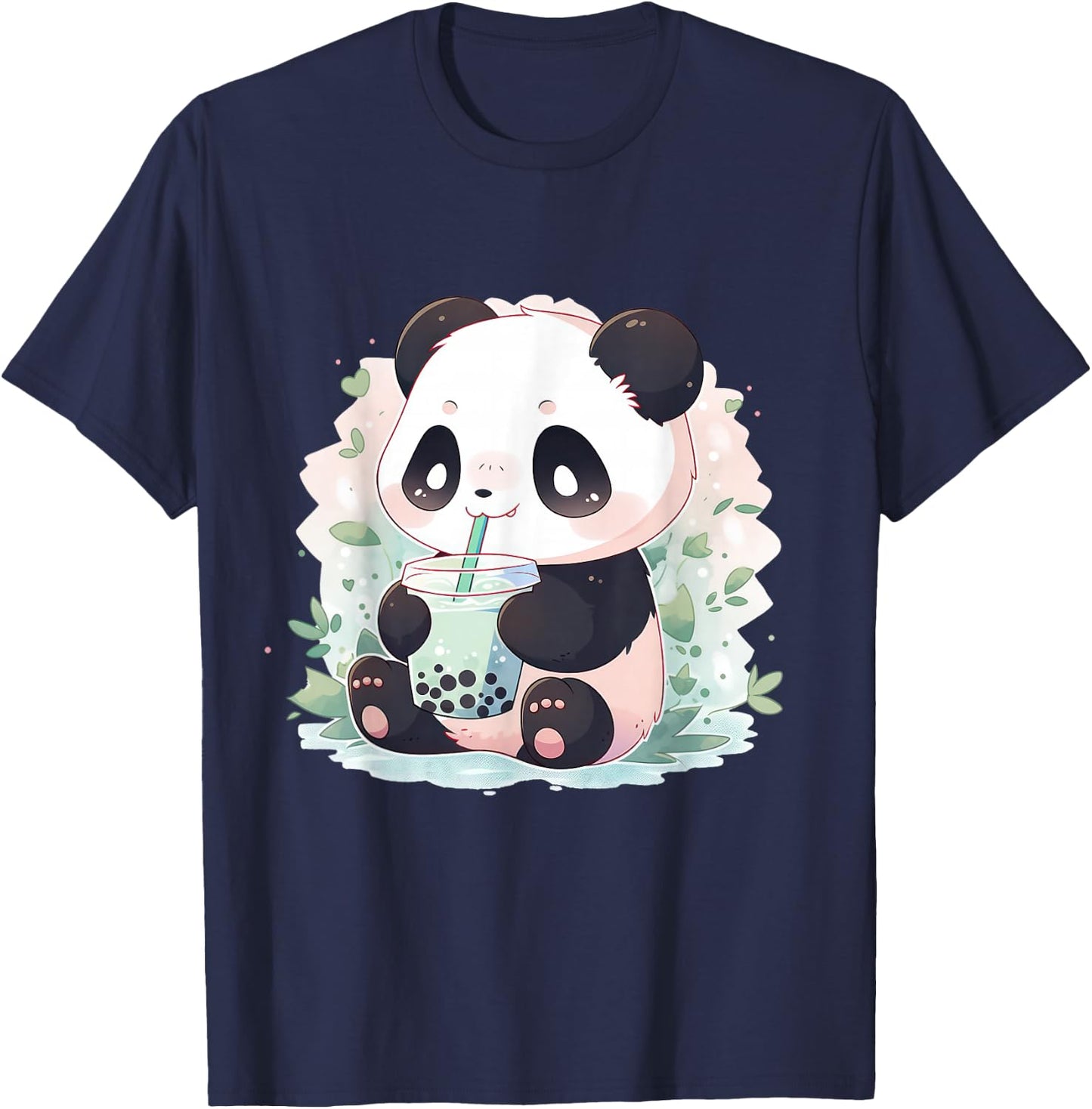 Kawaii Panda Drinking Bubble Tea Boba Lover T-Shirt - T-Shirt | Navy
