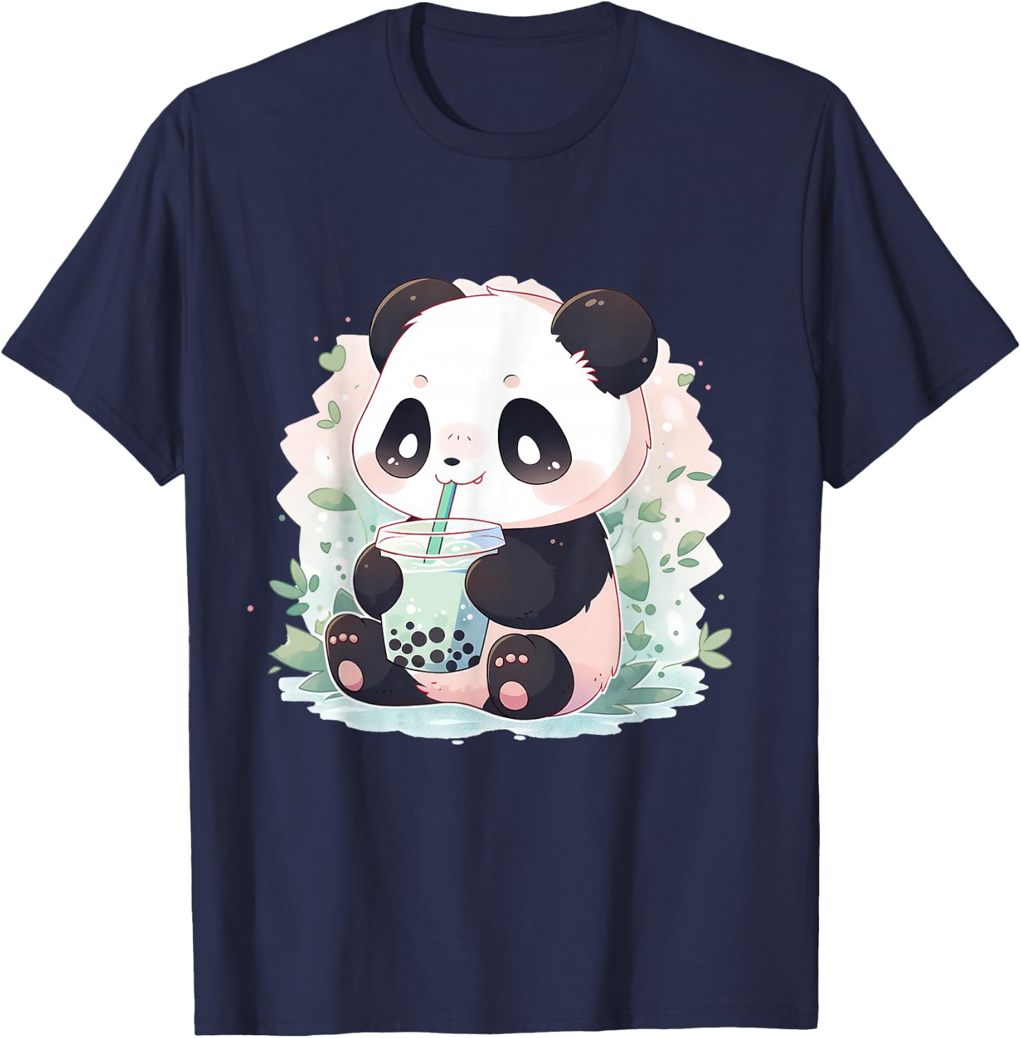 Kawaii Panda Drinking Bubble Tea Boba Lover T-Shirt - T-Shirt | Navy