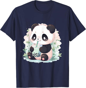 Kawaii Panda Drinking Bubble Tea Boba Lover T-Shirt - T-Shirt | Navy