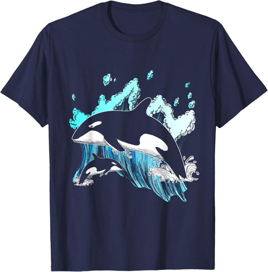 Killer Whale Ocean Lover Gift Men Boys Kids Orca T-Shirt - T-Shirt | Navy