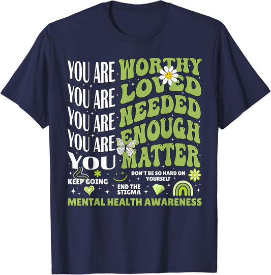Motivational Support Warrior Mental Health Awareness Matters T-Shirt - T-Shirt | Navy