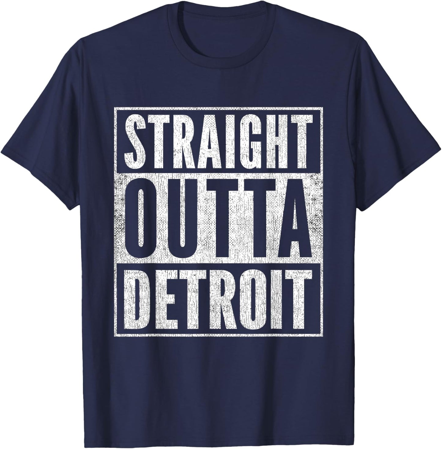 Vintage Detroit Souvenir Outfit Straight Outta Detroit T-Shirt - T-Shirt | Navy