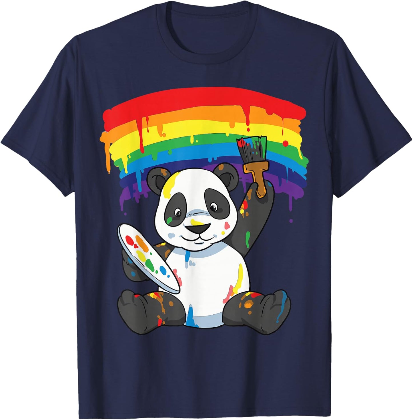 Panda Pride Gay Lesbian Queer LGBT Rainbow Flag LGBTQA+ T-Shirt - T-Shirt | Navy