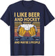 1970s Retro Vintage I Like Beer Hockey And Maybe 3 People T-Shirt - T-Shirt | Navy