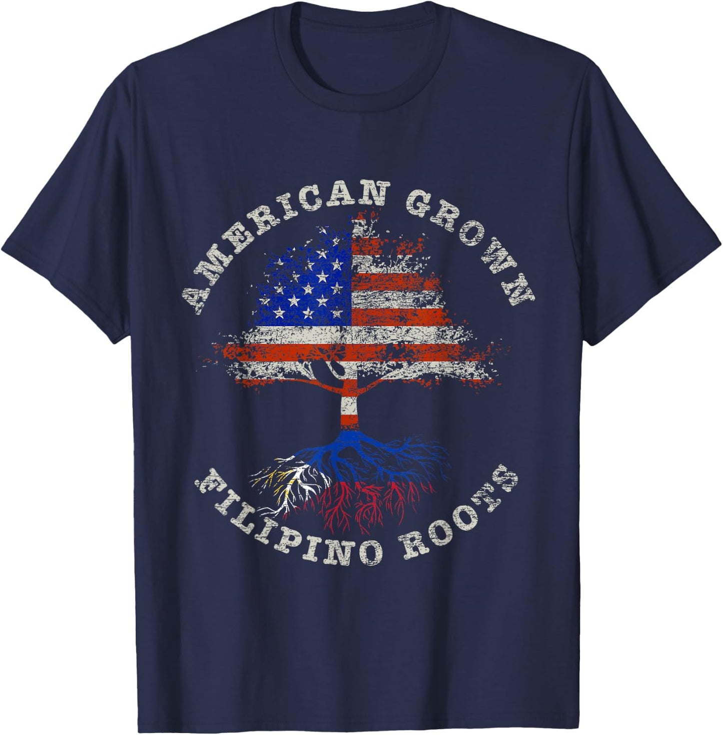American Grown With Filipino Roots Philippines T-Shirt - T-Shirt | Navy