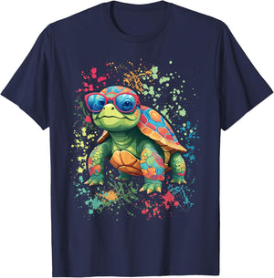 Turtle Colorful Turtle Outfit Turtle Lover Turtle T-Shirt - T-Shirt | Navy