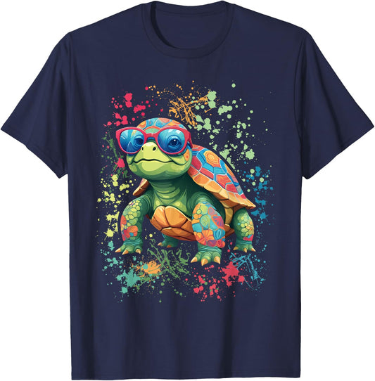Turtle Colorful Turtle Outfit Turtle Lover Turtle T-Shirt - T-Shirt | Navy